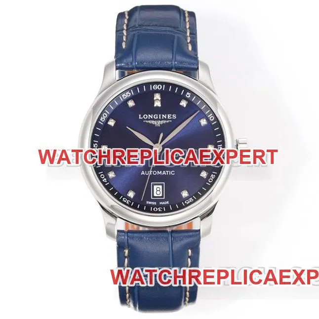 Longines watch XC factory famous craftsman blue dial diamond time mark L888 mechanical movementleather strap model front live photo