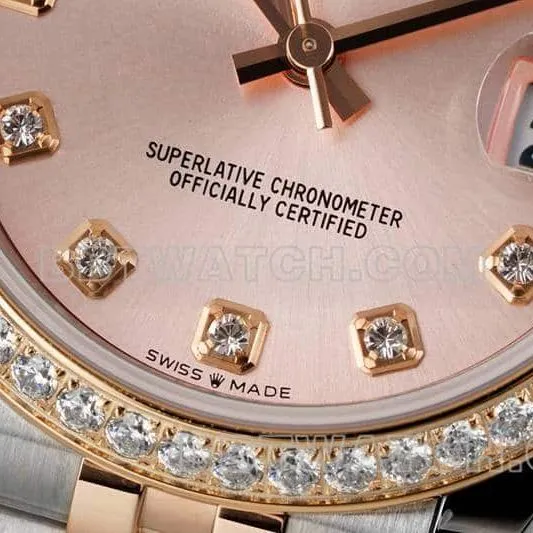ARF FactoryRolex log 1:1top-tier replicarose gold diskdiamond bezel31mm intergold five-lattice chain link278381front live photo