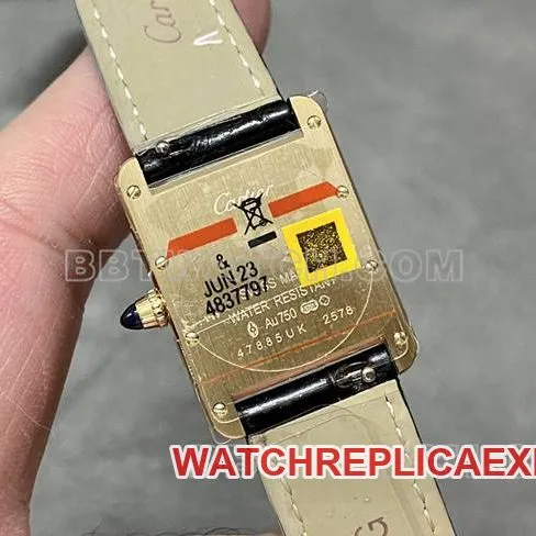 top-tier watch DR factory Cartier tank black dialquartz black braceletfront live photo