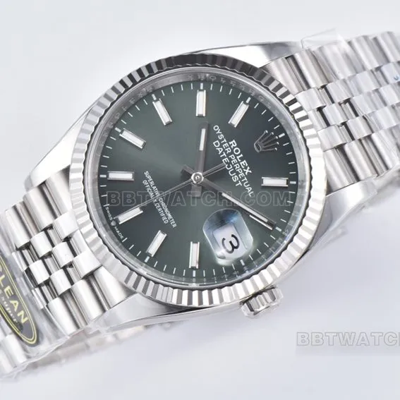 C factory Rolex log super A imitation green disk 36mm five compartment link m126234-0051 front real picture