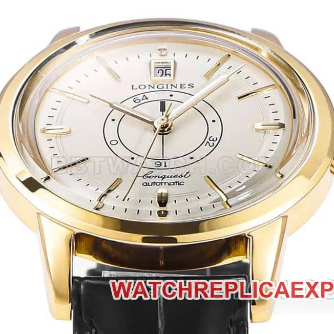 AD factory Longines classic replica1:1top-tier replicaguilloché dialyellow goldleather strap front live photo