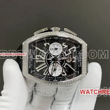 ABF factory collectible watch Frank Muller V45black dial diamond case leather braceletfront live photo