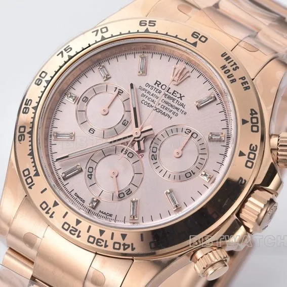 C Factory Rolex Daytona1:1super pink plate rose goldsteel bracelet model m116505-0017side live photo