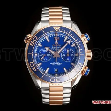 collectible watch N1 factory OmegaSeamaster 600m blue dial gold steel bracelet live photo