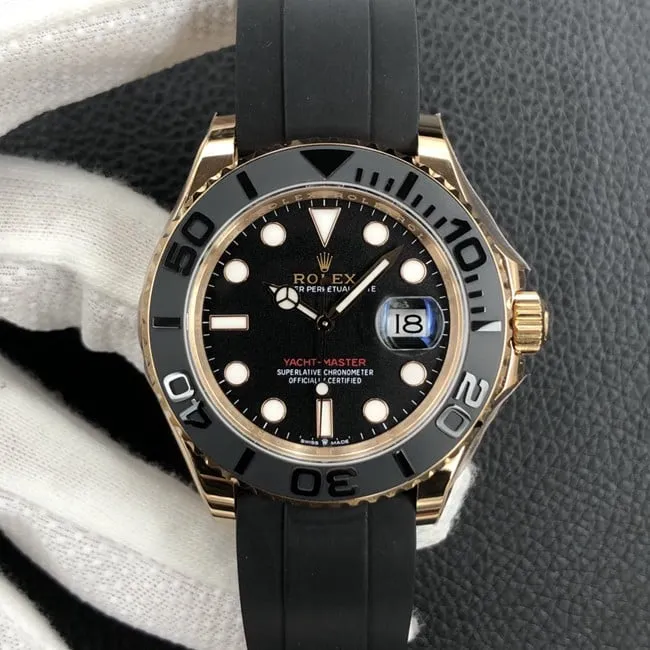 EW FactoryRolextop-tier watch Yacht-Master 40 series men's black dialrubber strap mechanical watch front view