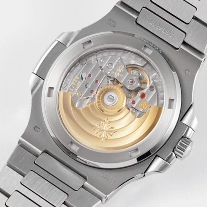 top-tier watch Patek Philippe men's white dialsteel bracelet watch front view