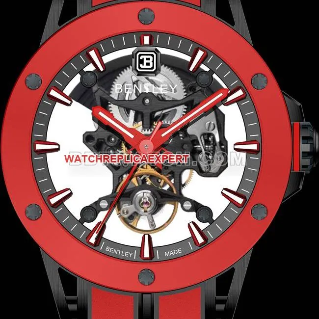 collectible watch Bentley BL-62 peak red rubber braceletfront live photo