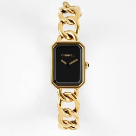 top-tier replicaChanel women's black dialsteel braceletPremiere watch series quartz watch front view