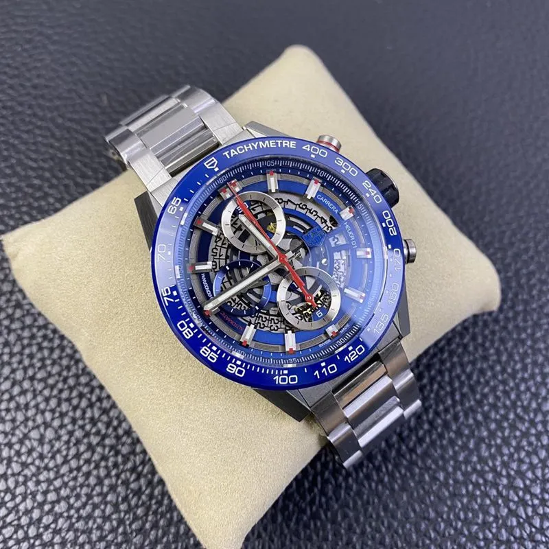 TAG Heuer watch Carrera - new blue face hollow mechanical men's watch front view