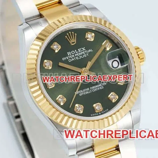 ARF FactoryRolex log 1:1top-tier replicagreen dial31mm gold triple link 278273front live photo