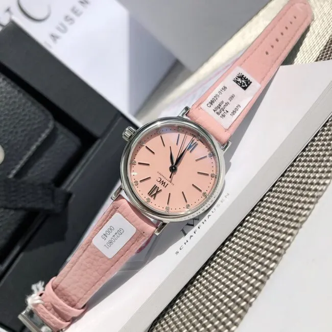 top-tier replicaIWCIW357417 Portofino series peach pink special edition size 34mm ladies watch front view