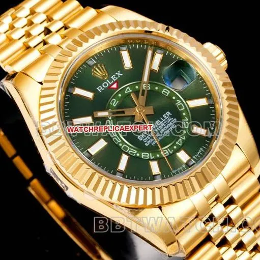 AR+ factory collectible watch Rolex pilot green dial mechanical yellow gold steel bracelet weight live photos
