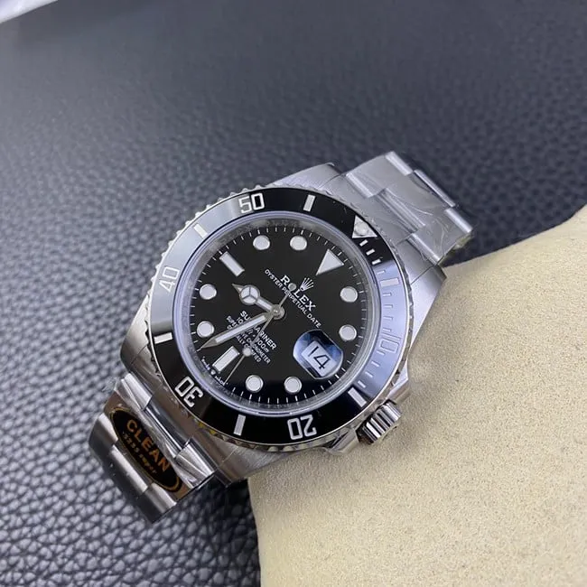 Clean FactoryRolextop-tier watch Black Submariner41mm men's black dialsteel braceletautomatic movement watch front view
