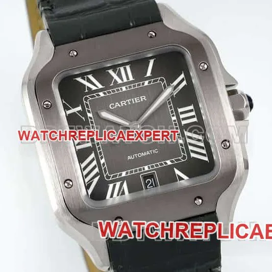 AF FactoryCartier Santos top-tier 1:1high-quality gray plate leather strap model WSSA0037front live photo