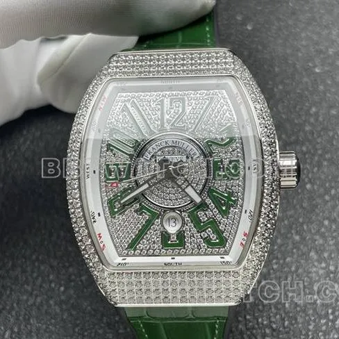 Frank Muller optimal watch ABF factory V45 diamond disc diamond case green leather braceletfront live photo