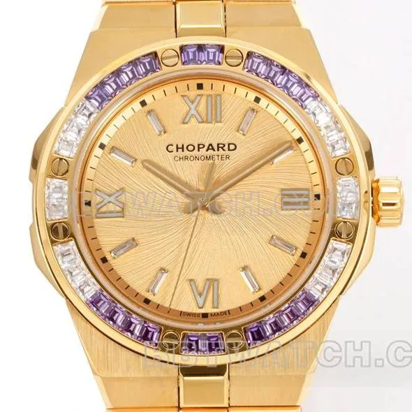 Chopard top collectible watches GH factory snow mountain proud wing gold plate purple gem diamond ring gold steel belt models front actual photo