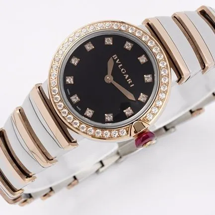 top-tier replicaBvlgari women's black dial18krose gold with LVCEA series watch front view