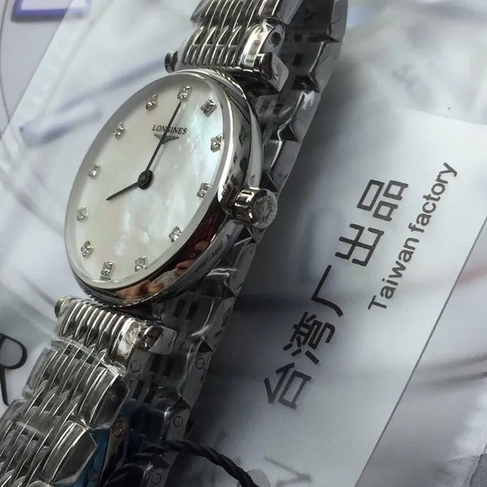 TW factory top-tier watch Longines women's white dialsteel bracelet Jialan series watch front view