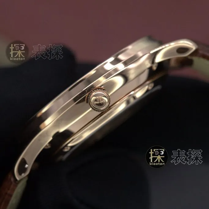 J Perpetual Calendar Jaeger-LeCoultre watch rose goldchronograph brown leather bracelet front view