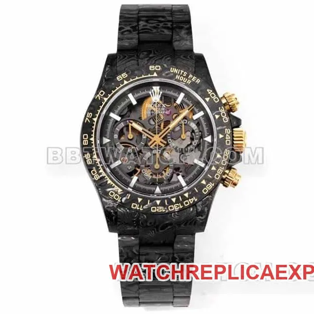 TW factory Rolex Daytonatop-tier 1:1super carbon fiber hollow plate black steel bracelet front live photo