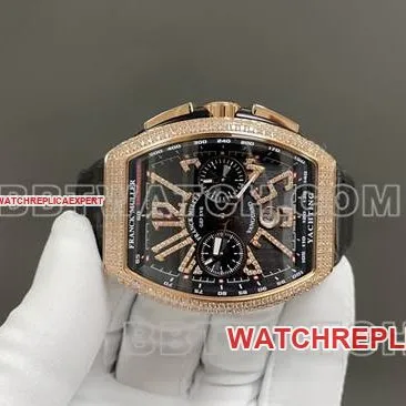 ABF factory Frank Muller top-tier watch V45black dial gold diamond case leather braceletfront live photo