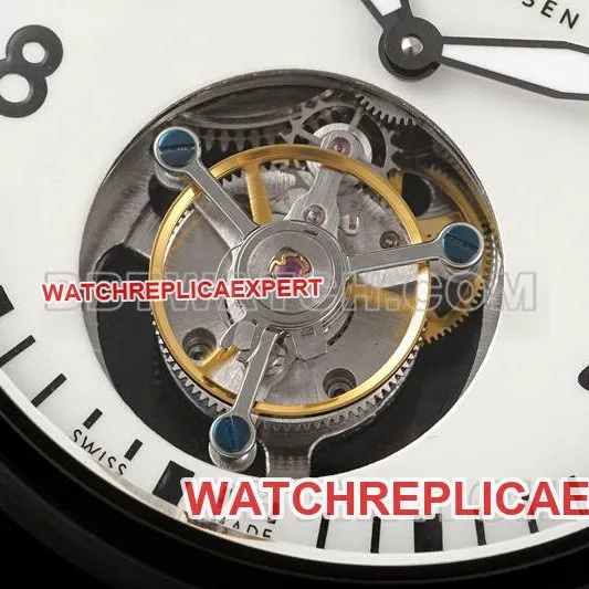 IWC's collectible watch RMS factory pilot white dial black shell tourbillon mechanical leather strap model front live photo