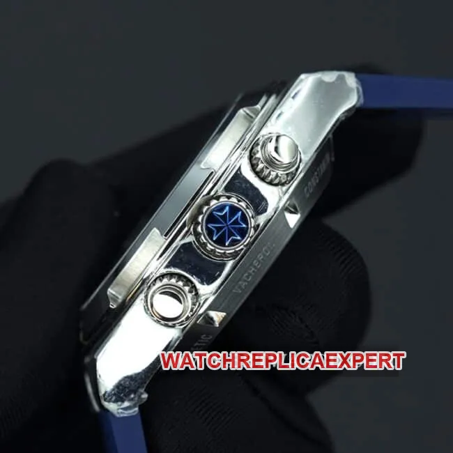 8F factory Vacheron Constantintop-tier watch Overseas series men's blue dial nylon strap mechanical front view