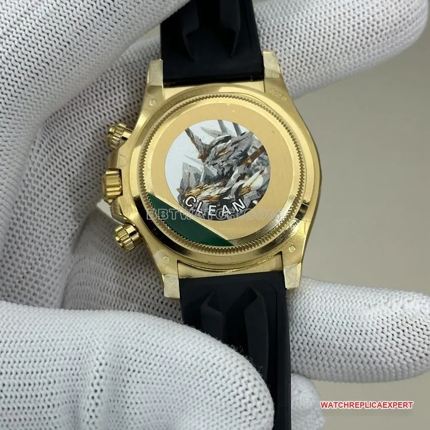 Clean FactoryRolexDaytona1:1super gold plate full gold rubber model 126518side live photo