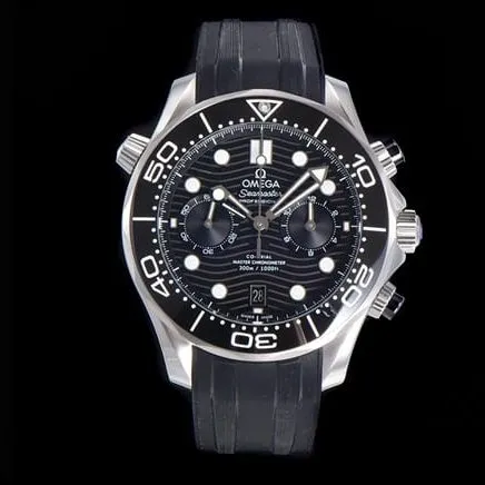 OM Factorytop-tier watch Omega new Seamaster 300m men's black dial black rubber strapchronograph watch side view