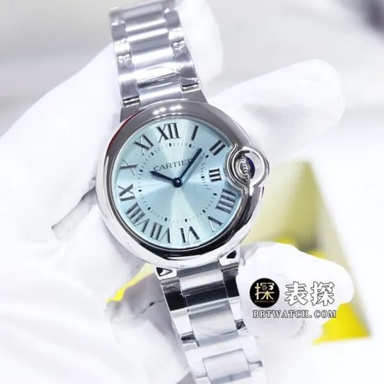 GTG Cartier blue balloon watch ladies light blue dialsteel bracelet model pictures and prices front live photo