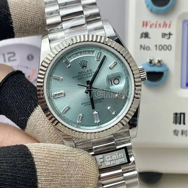 QF factory top-tier watch Day-DateRolex ice blue dial2836movement40mmfront live photo