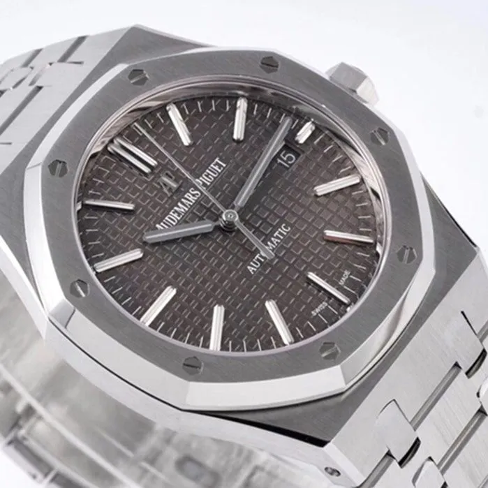 top-tier watch Audemars Piguet men's brown dial Royal Oak series mechanical steel bracelet watch front view