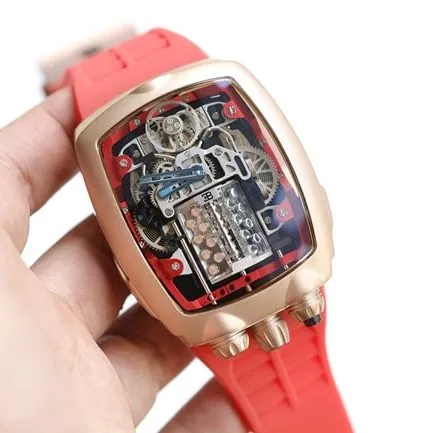 top-tier Bugatti Veyron watch men's white dialrubber strap mechanical watch front view