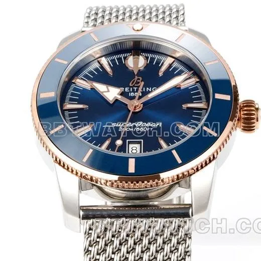 collectible watch BLS factory super ocean culture Breitlingblue dialrose gold steel braceletfront live photo
