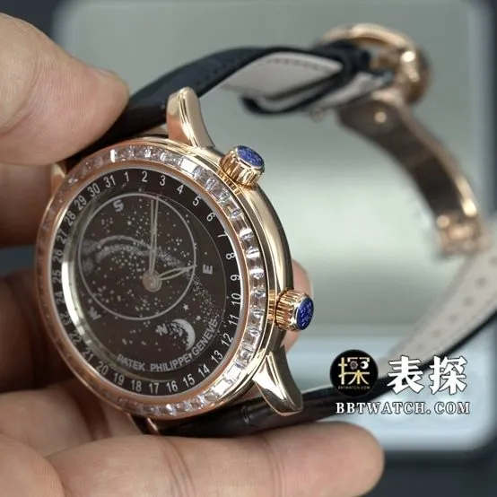 YL factory Patek Philippe super complex timepiece top-tier 1:1super watch starry sky black dialleather strap model pictures and prices side live photo