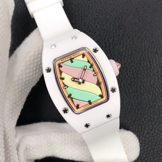 top-tier watch Richard Mille women's popular bon bon series rubber strap watch front view