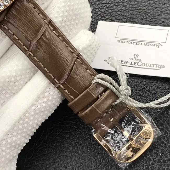 GF Factorytop-tier watch Jaeger-LeCoultre women's white dial brown belt dating series mechanical leather strap watch front view