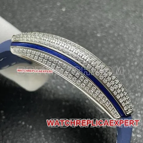 Frank Muller Watch ABF Factory V45 Diamond Disc Diamond Case Blue Leather Braceletbraceletlive photos