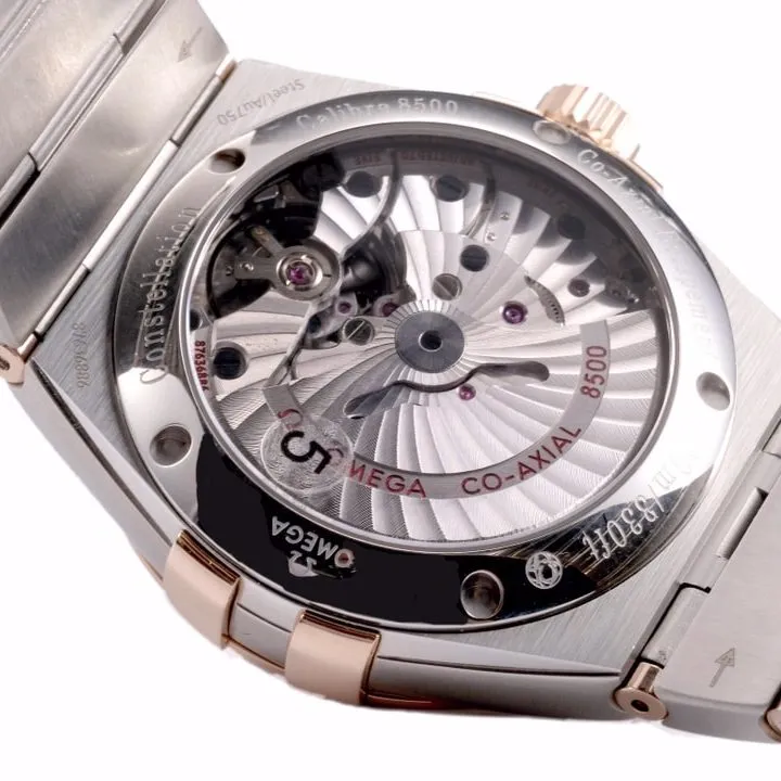 Omega1:1 vs constellation temperament blue dial8500 mechanical watch front view