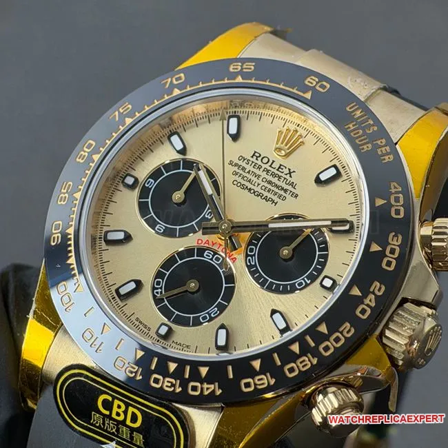 collectible watch DaytonaCBD factory Rolex gold case champagne color dial 4130front live photo