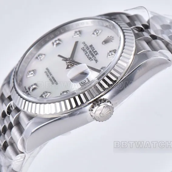Factory C Rolex log top-tier 1:1super clone36mm mother-of-pearl diamond disc m126234-0019front live photo