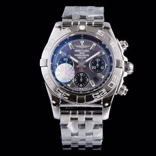 Breitlingtop-tiersuper watch aviation chronograph series AB011011 men's steel bracelet gray plate mechanical watch front view