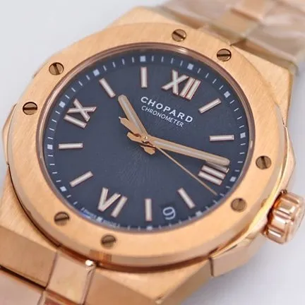 top-tier replicaChopardhigh-quality watch men's blue dial gold steel braceletALPINE EAGLE series 41mm automatic movement watch front view