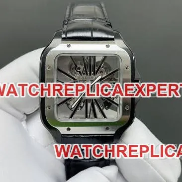 top-tier watch CartierMLF factory Santos hollow plate mechanical leather strap model front live photo