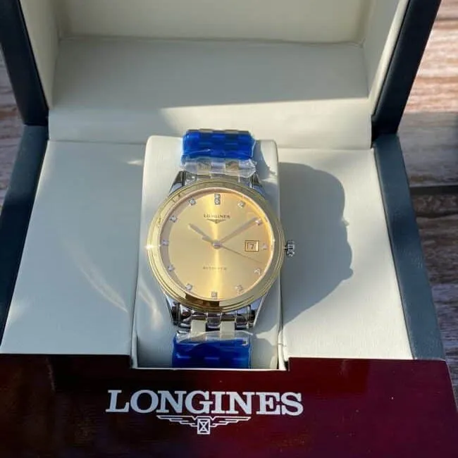 Longines 18K indirect military flag series real diamond century classic men's watch front view