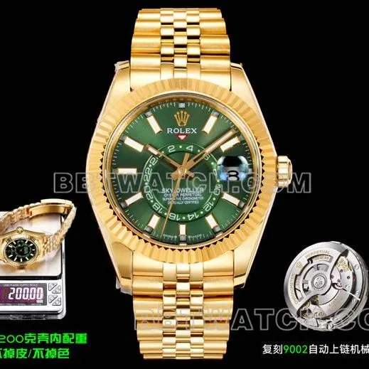 AR+ factory collectible watch Rolex pilot green dial mechanical yellow gold steel braceletfront live photo