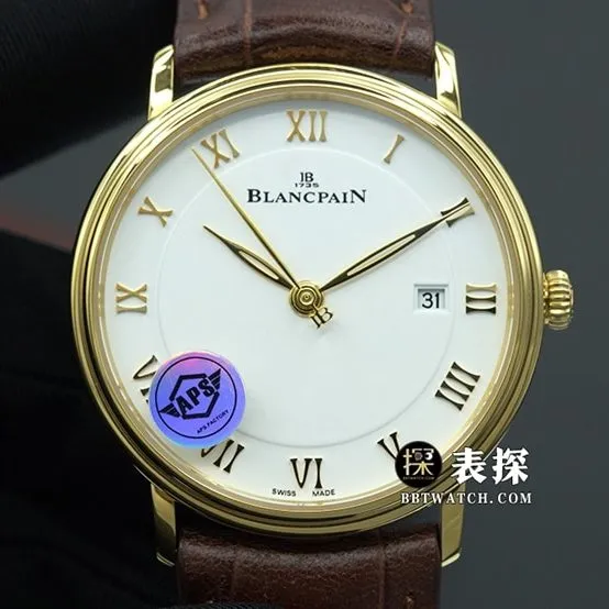 APS factory classic Blancpain1:1replica watch egg white dialleather strap model front live photo