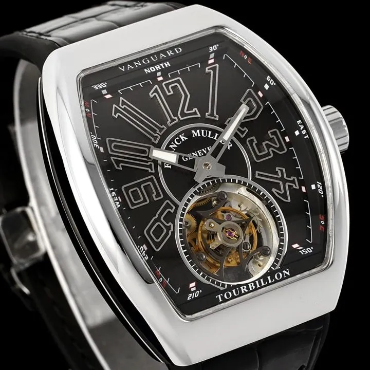 RMS factory Frank Muller men's top-tier watch black dial flywheel leather strap model V45front live photo