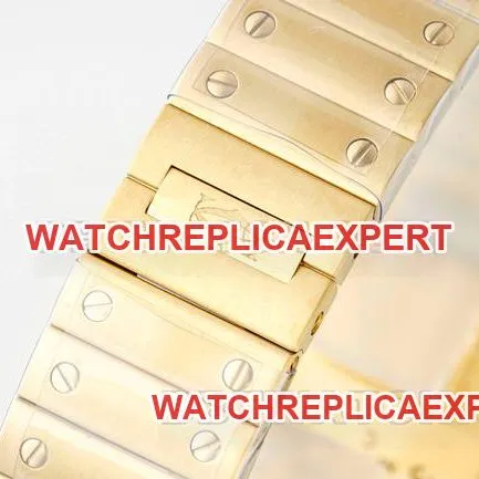 top-tier watch Cartiersilver dial Santos quartz movementyellow goldbraceletfront live photo