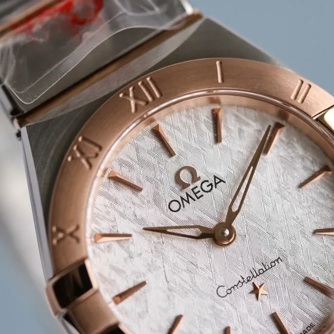 TW factory Omega women's watch white dialsteel bracelet constellation series quartz front view